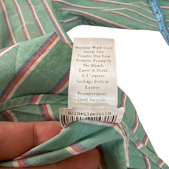Frank & Eileen Shirley Oversized Green Striped Cotton Button Down Shirt Women M - Picture 8 of 9